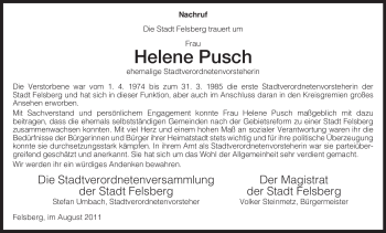 Traueranzeige von Helene Pusch von HNA