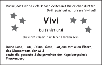 Traueranzeige von Vivi  von HNA