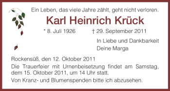 Traueranzeige von Karl Heinrich Krück von HNA