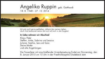 Traueranzeige von Angelika  Ruppin von HNA
