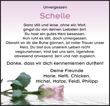 Traueranzeige von Schelle Unbekannt von HNA