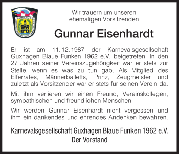 Traueranzeige von Gunnar Eisenhardt von HNA