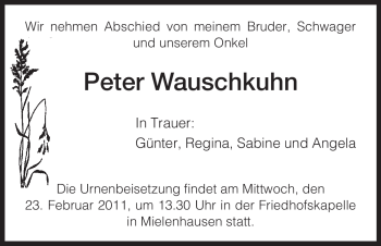 Traueranzeige von Peter Wauschkuhn von HNA