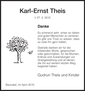 Traueranzeige von Karl-Ernst Theis von HNA