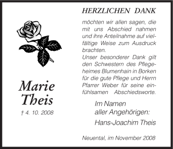 Traueranzeige von Marie Theis von HNA