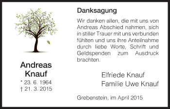 Traueranzeige von Andreas Knauf von HNA