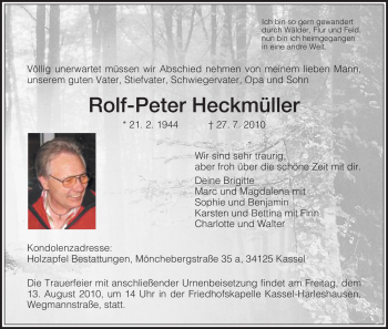 Traueranzeige von Rolf-Peter Heckmüller von HNA