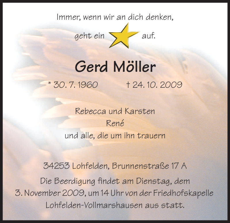  Traueranzeige für Gerd Möller vom 29.10.2009 aus HNA