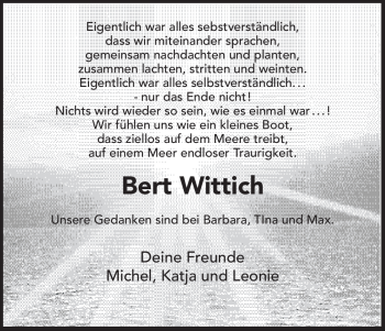 Traueranzeige von Bert Wittich von HNA