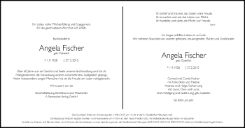 Traueranzeige von Angela Fischer von HNA