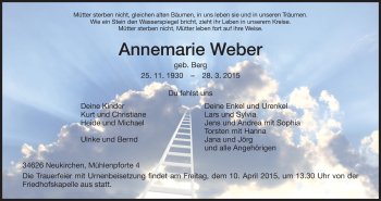 Traueranzeige von Annemarie Weber von HNA