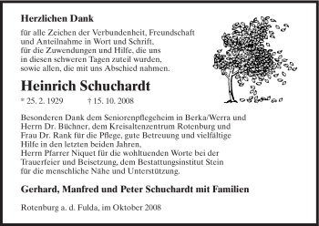 Traueranzeige von Heinrich Schuchardt von HNA