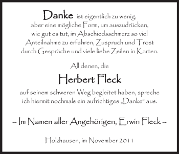 Traueranzeige von Herbert Fleck von HNA