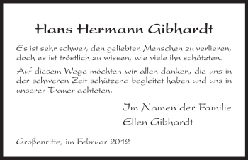 Traueranzeige von Hermann Gibhardt von HNA