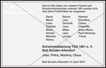 Traueranzeige von Ricky Neuenroth von HNA