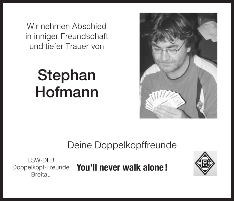  Traueranzeige für Stephan Hofmann vom 29.12.2010 aus HNA