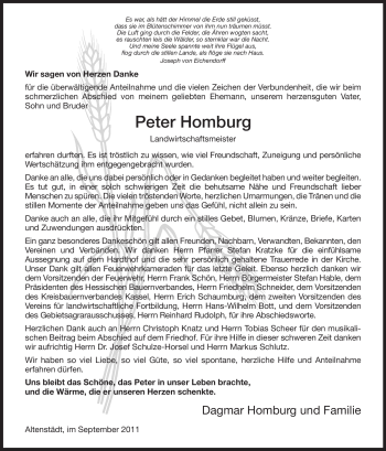 Traueranzeige von Peter Homburg von HNA