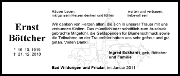 Traueranzeige von Ernst Böttcher von HNA