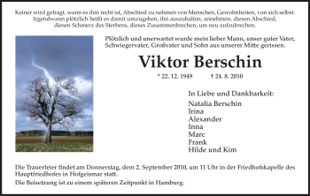 Traueranzeigen Von Viktor Berschin | Trauer.HNA.de