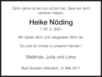 Traueranzeige von Heike Nöding von HNA