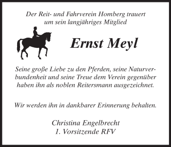 Traueranzeige von Ernst Meyl von HNA