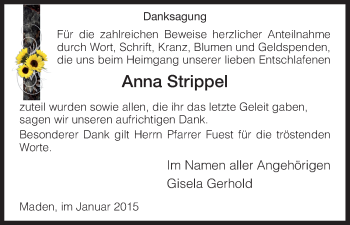 Traueranzeige von Anna Strippel von HNA