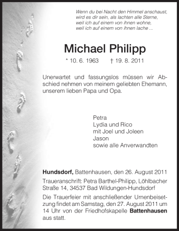Traueranzeige von Michael Philipp von HNA