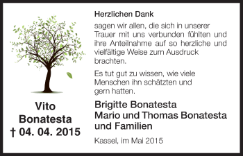 Traueranzeige von Vito Bonatesta von HNA