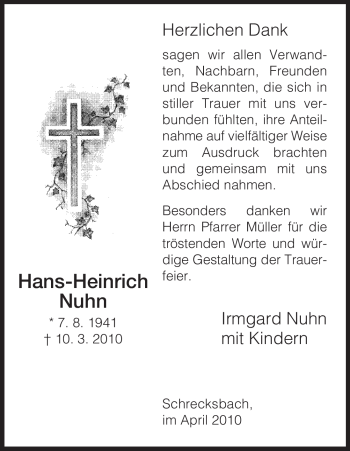 Traueranzeige von Hans-Heinrich Nuhn von HNA