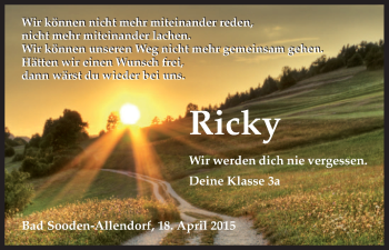 Traueranzeige von Ricky  von HNA