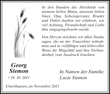 Traueranzeige von Georg Siemon von HNA