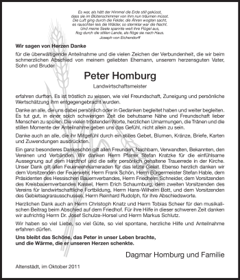 Traueranzeige von Peter Homburg von HNA