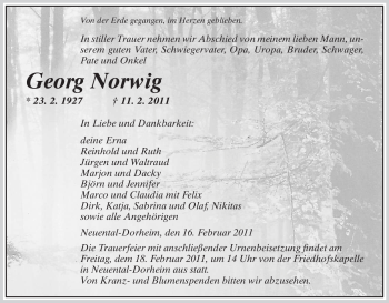 Traueranzeige von Georg Norwig von HNA