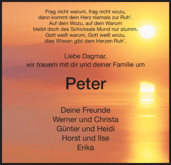 Traueranzeige von Peter Unbekannt von HNA