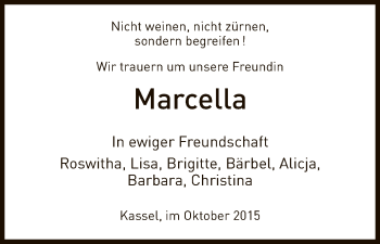 Traueranzeige von Marcella  von HNA