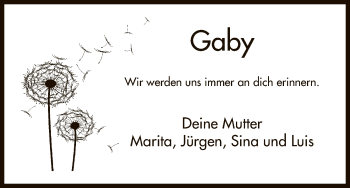 Traueranzeige von Gaby  von HNA