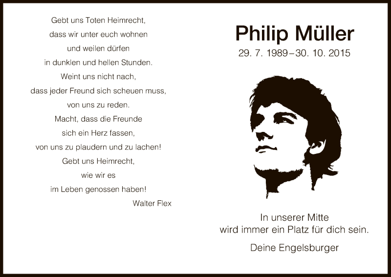  Traueranzeige für Philip Müller vom 14.11.2015 aus HNA