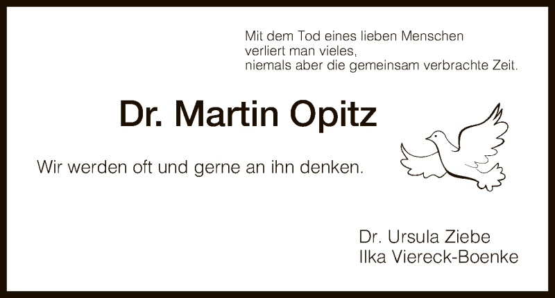  Traueranzeige für Martin Opitz vom 29.12.2015 aus HNA