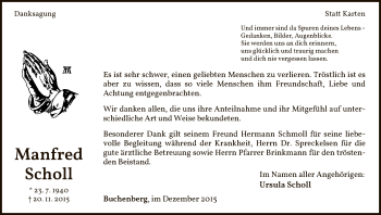 Traueranzeige von Manfred Scholl von HNA