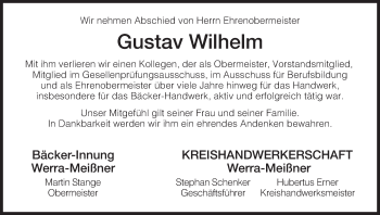 Traueranzeige von Gustav Wilhelm von HNA