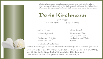 Traueranzeige von Doris Kirchmann von HNA