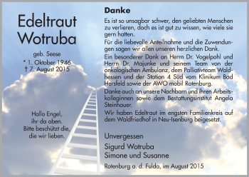 Traueranzeige von Edeltraut Wotruba von HNA