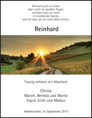 Traueranzeige von Reinhard  von HNA