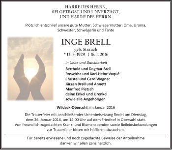 Traueranzeige von Erna Felsch von HNA