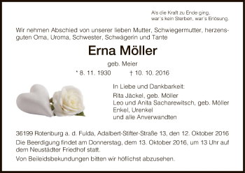 Traueranzeige von Erna Möller von HNA