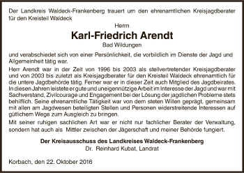 Traueranzeige von Karl-Friedrich Arendt von HNA