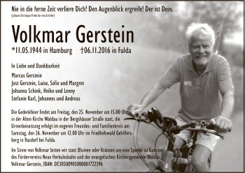 Traueranzeige von Volkmar Gerstein von HNA