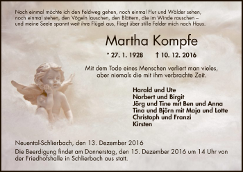 Traueranzeige von Martha Kompfe von HNA