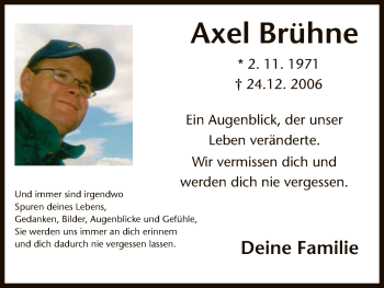 Traueranzeige von Axel Brühne von HNA