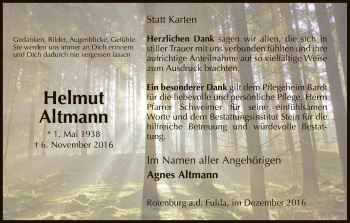 Traueranzeige von Helmut Altmann von HNA